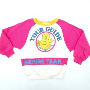 Vintage Health-tex Sweatshirt Kids Pink Tour Guide Nature Trail Beaver Size 5T